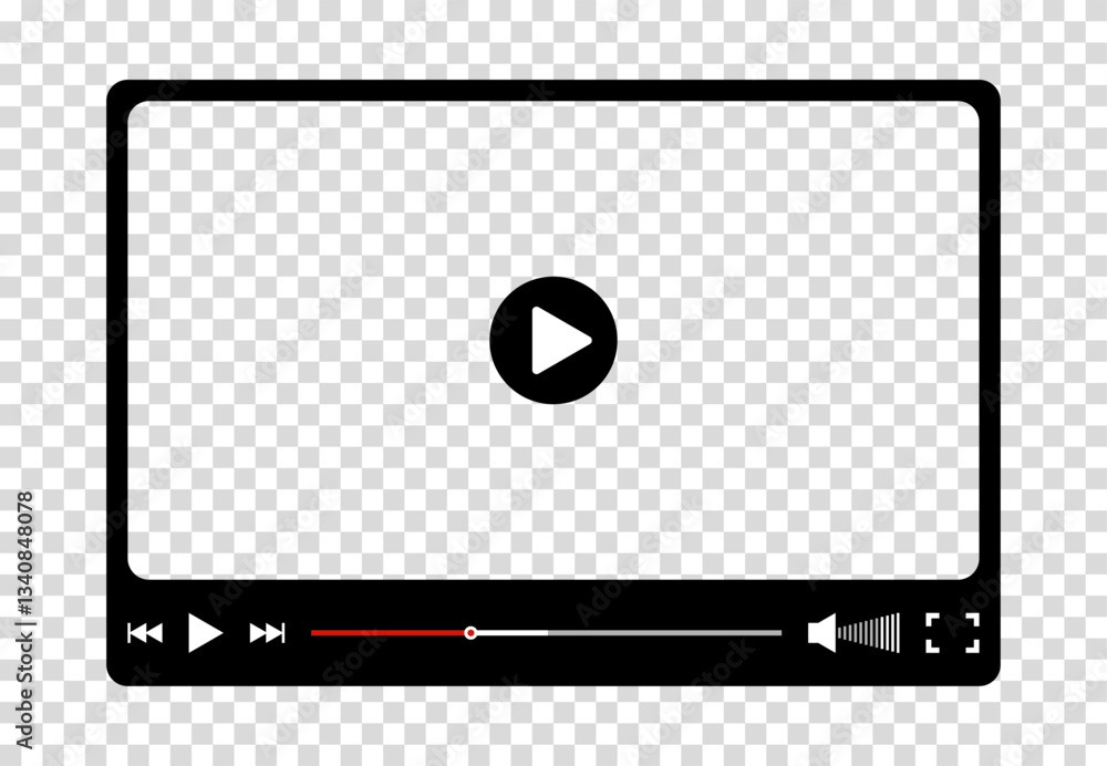 Fototapete multimedia video player for web and mobile apps. chat video frame in flat style. play video window w