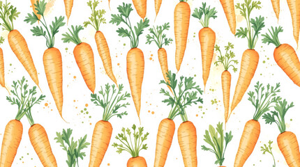 Seamless pattern with watercolor carrot drawing abstract illustration on white background