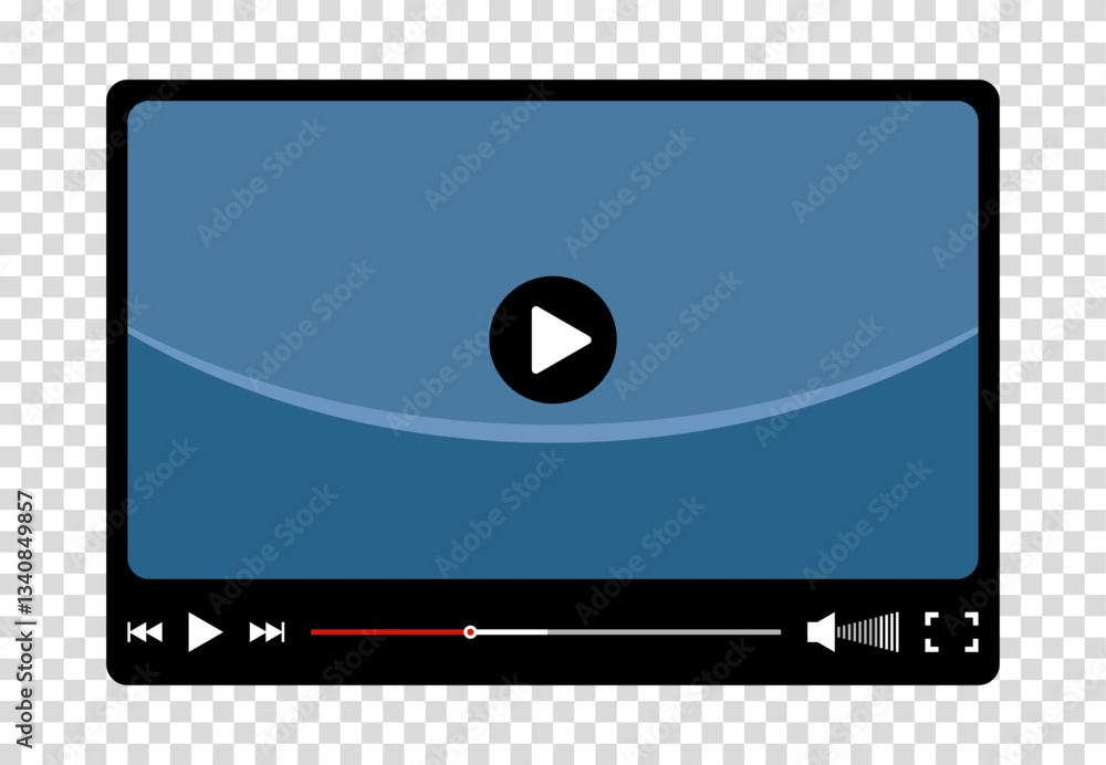 Fototapete multimedia video player for web and mobile apps. chat video frame in flat style. play video window w