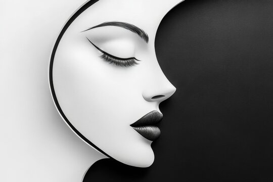 A minimalist depiction of a half-face mask with only piercing eyes visible, drawn in bold, clean lines against a white background