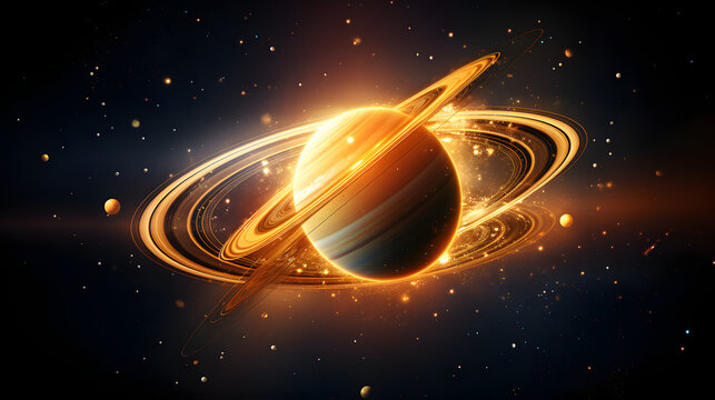 Enchanting view of saturn highlighting the planet's rings with a unique perspective capturing the wonders of our solar system and its beauty. - Powered by Adobe