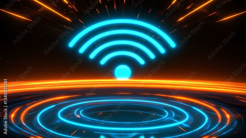 Poster wireless wi-fi network and connection abstract data background with wifi symbol