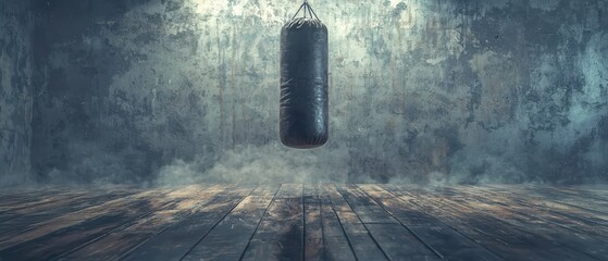 Dark Punching Bag Enhancing Intense Training in Minimalist Gym