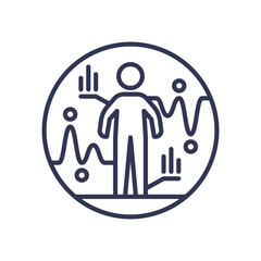 Illustration of a person with data graphs, symbolizing behavioral monitoring.