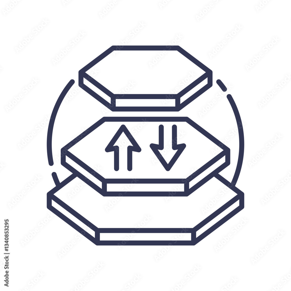 Poster hexagons with arrows symbolize feature prioritization and decision-making.