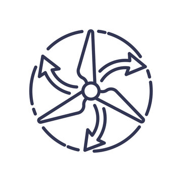 recommend clip art: Wind turbine icon with arrows symbolizing energy flow and sustainability.
