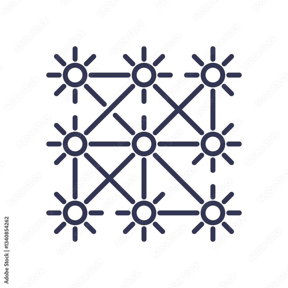 Poster network of interconnected nodes symbolizing energy flow and connectivity.