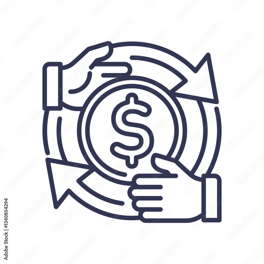 Poster hands exchanging money symbolizing direct transactions without intermediaries.