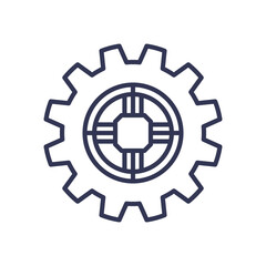 Gear icon symbolizing technology integration and system optimization.