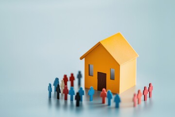 colorful model house surrounded by various miniature people figures represents community and togetherness. This evokes feelings of belonging and unity in neighborhood setting