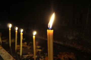 Burning wax saints in the Orthodox church