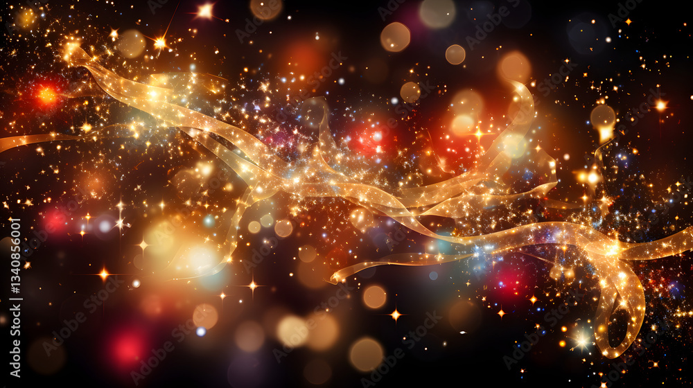 Poster bright glowing abstract background representing post-newtonian cosmology in a stunning display of co