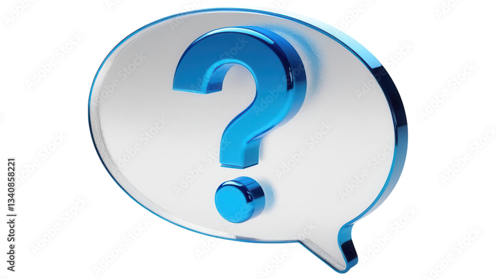 Poster 3d question mark in a speech bubble design on a black background.