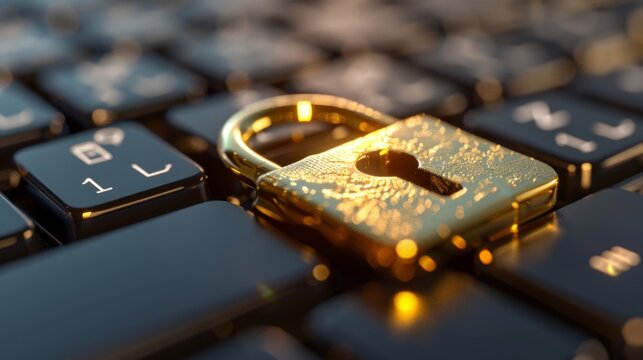 Protecting data with a secure lock on a computer keyboard to prevent malware breaches and enhance cybersecurity