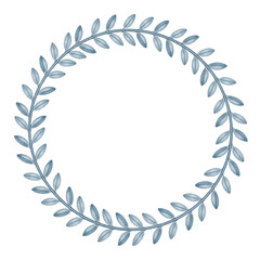 Blue Laurel Wreath Frame with transparent background