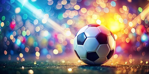 Fototapeta premium Vertical Soccer Ball Greeting Card Bokeh Background - Festive Sports Design