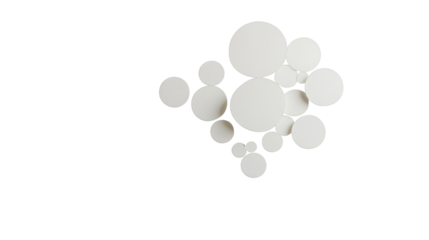 White circles of different sizes overlapping on transparent background
