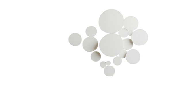 White circles of different sizes overlapping on transparent background