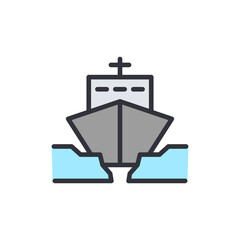 Arctic shore colored icons, minimalist vector illustration ,simple transparent graphic element .Isolated on white background