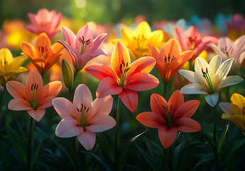  Colorful Blooming Lilies in Pink Orange Yellow  and White