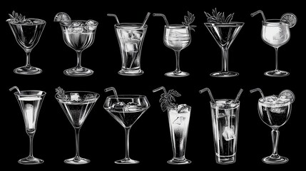 Elegant Hand-Drawn Cocktails
