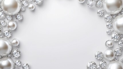 Elegant arrangement of pearls and diamonds on a soft background.