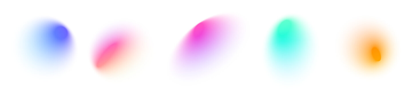 Abstract fluid gradient background with neon glow, soft blur effect, blue and green holographic mesh shapes, liquid 3D design elements. Flat vector illustration isolated on white background.