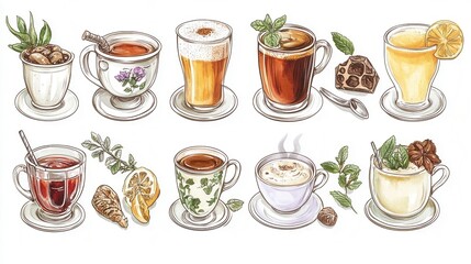 Assorted Beverage Illustrations