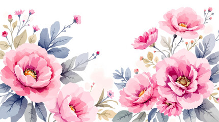 Watercolor flower background for invitation card. Floral hand-painted seamless pattern	