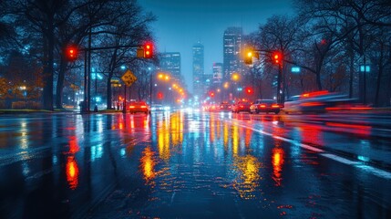 Rainy night city street scene (1)