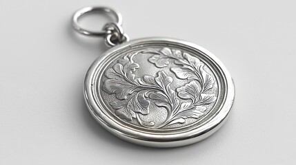 Ornate silver medallion charm
