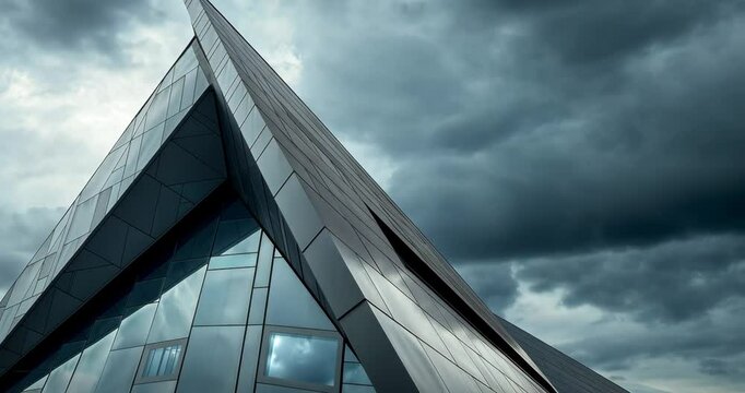 Modern architectural design in a dramatic sky at an urban location showcasing innovative structure