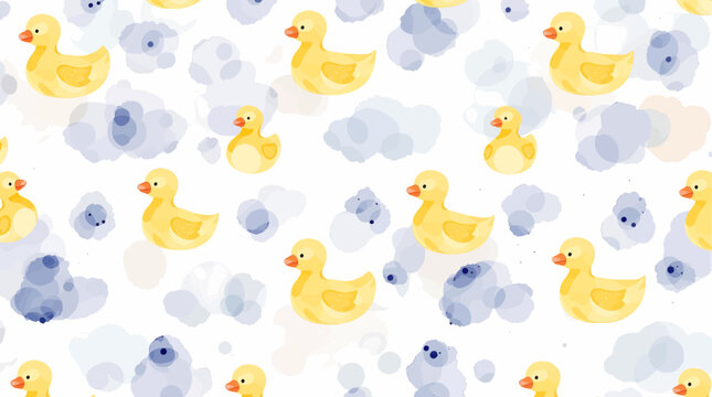 Watercolor pattern duck white background vector