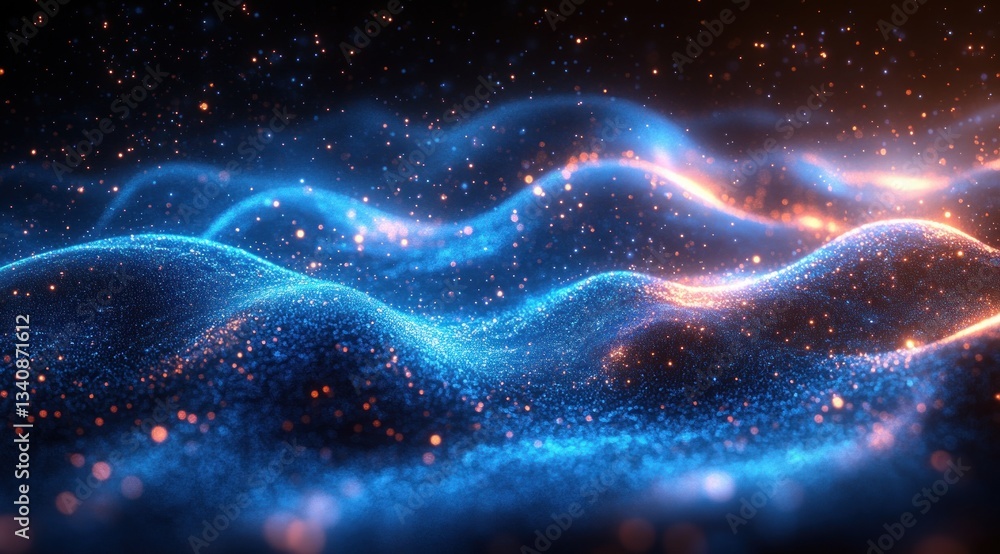 Aufkleber futuristic abstract digital art global network visualization big data technology communication cyber
