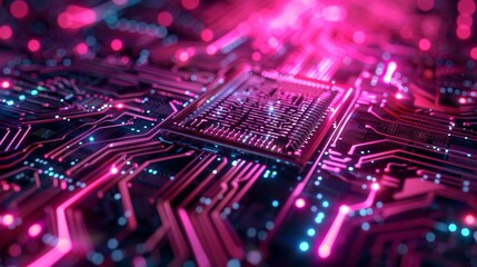 Fototapeta premium Advanced circuit board detailing artificial intelligence, malware protection, and data security methods