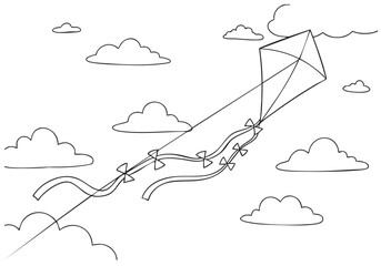 Flying High: Kite Adventure Coloring Page