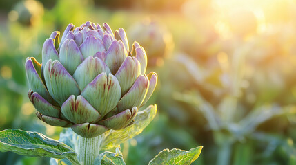 Purple Lotus Flower in the Garden with Fresh Organic Leaves and Buds