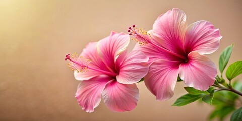 Fototapeta premium Vibrant Pink Hibiscus Flowers, Soft Textured Background, Tropical Floral Photography