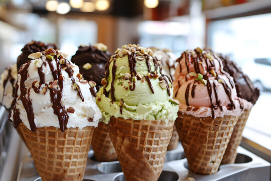 Creamy gelato with vibrant colors, showcasing rich flavors that stand out compared to regular ice cream.