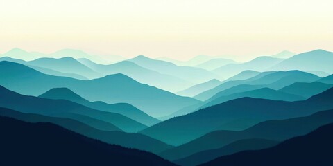 Fototapeta premium The mountains are blue and the sky is white