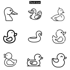 Duck vector art icon set. on white background. use for web and app, logo design.