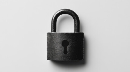 Naklejka premium Floating padlock with a smooth matte finish resting against a white wall, illuminated by soft natural light during early morning hours