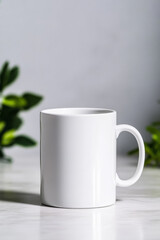 Obraz premium White mug is standing peacefully. clean and professional studio shot