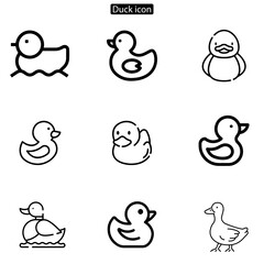 Duck vector art icon set. on white background. use for web and app, logo design.