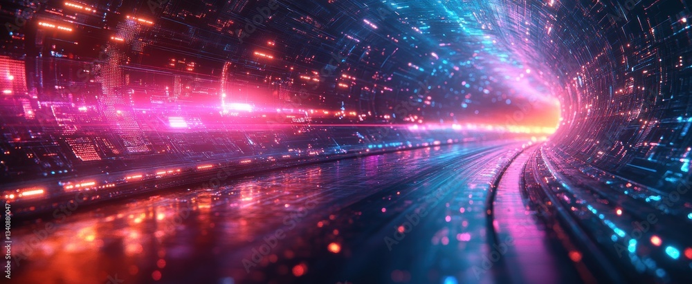 Poster futuristic digital technology abstract background with cyberpunk circuit board neon colors and ai el