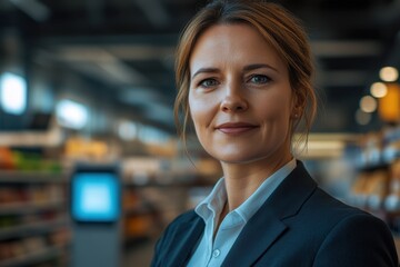 Fototapeta premium Confident Businesswoman in Modern Supermarket