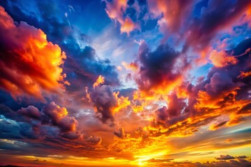 Fototapeta premium Vibrant Sunset Sky with Colorful Clouds - Dramatic Evening Background