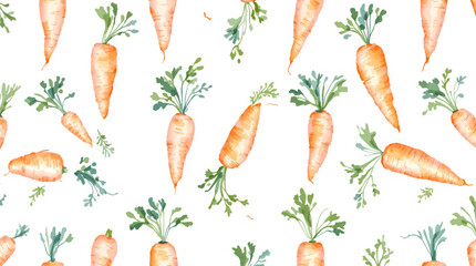 Vibrant watercolor carrot with green leaves on white background vector