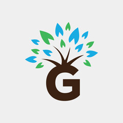 G Letter Tree Symbol Health Care Logo Design