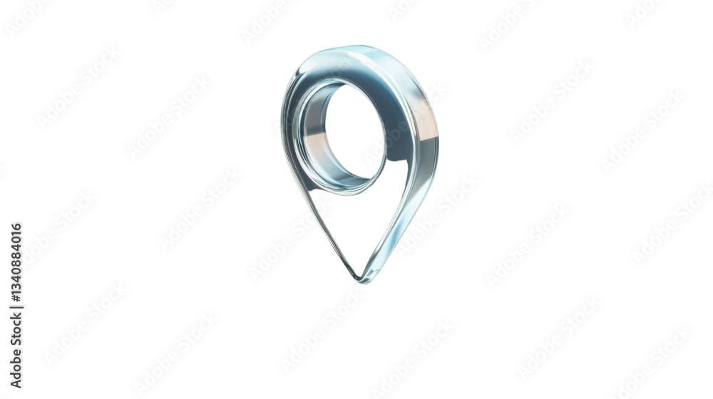 Poster glass geolocation pin icon floating on transparent background